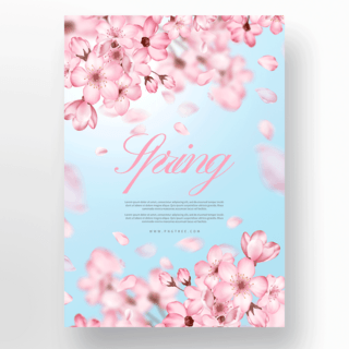 春日粉蓝色樱花海报
