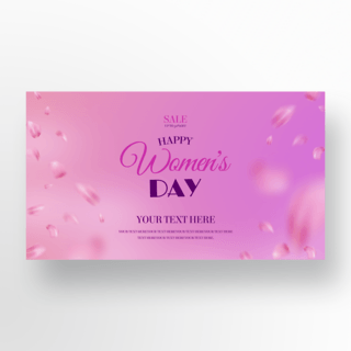 光效模板海报模板_紫色渐变创意花瓣光效妇女节横幅