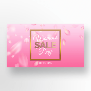 光效模板海报模板_时尚框架粉色花瓣光效妇女节横幅