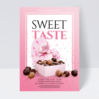 巧克力创意粉红色食物促销传单模板