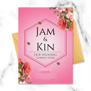 时尚质感创意粉红色婚礼邀请函模板