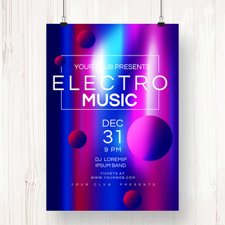 电子音乐海报海报模板_立体几何电子音乐海报