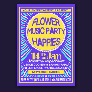 music海报模板_hippies music party flyer poster