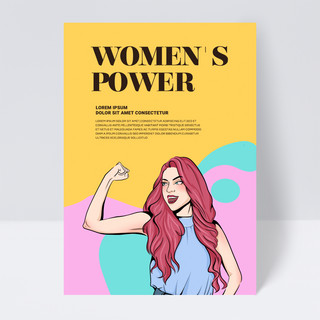 妇女节传单海报模板_黄色抽象多彩妇女节传单宣传模板