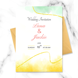 金线海报模板_白色抽象金线婚礼邀请函