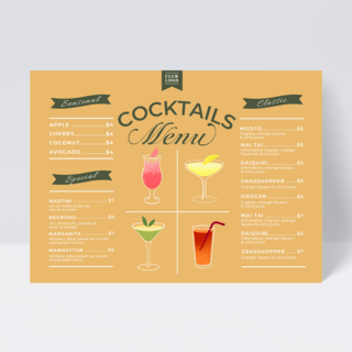 果汁菜单海报模板_夏季果汁鸡尾酒饮料菜单