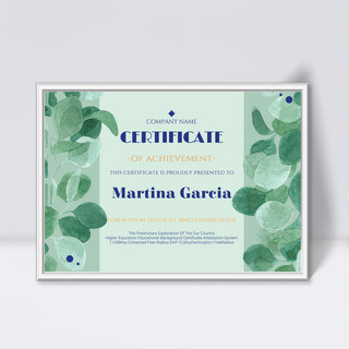 质感水彩海报模板_简约质感水彩绿色植物风格证书