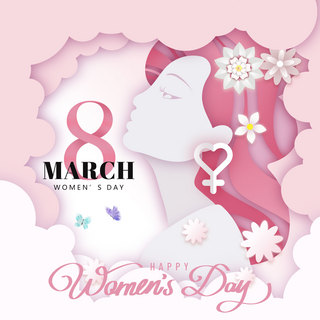 38国际妇女节海报模板_粉色渐变国际妇女节祝福模板