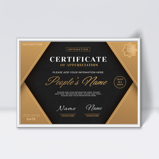 金色优雅海报模板_折纸封套黑色金色优雅商务证书