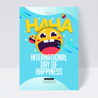 时尚卡通色彩国际幸福日节日海报