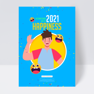 国际幸福日海报模板_简约卡通可爱国际幸福日节日海报