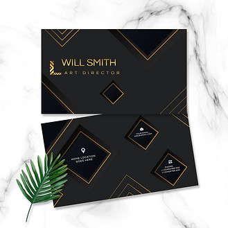 黑金商务立体浮雕风格双面名片