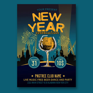 new year celebration beer poster