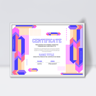 紫色现代几何商务证书模板