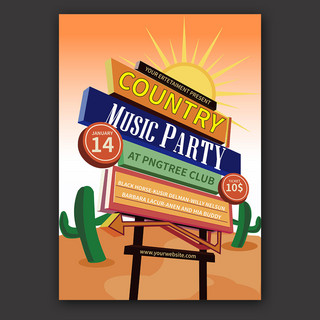 country music event street sign poster