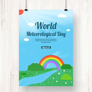 蓝色世界气象日海报模板