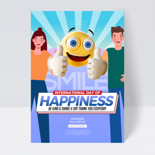 国际幸福日时尚色彩节日海报
