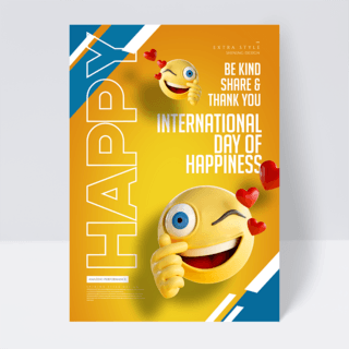 创意时尚色彩国际幸福日海报