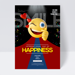 国际幸福日海报模板_简约色彩国际幸福日海报