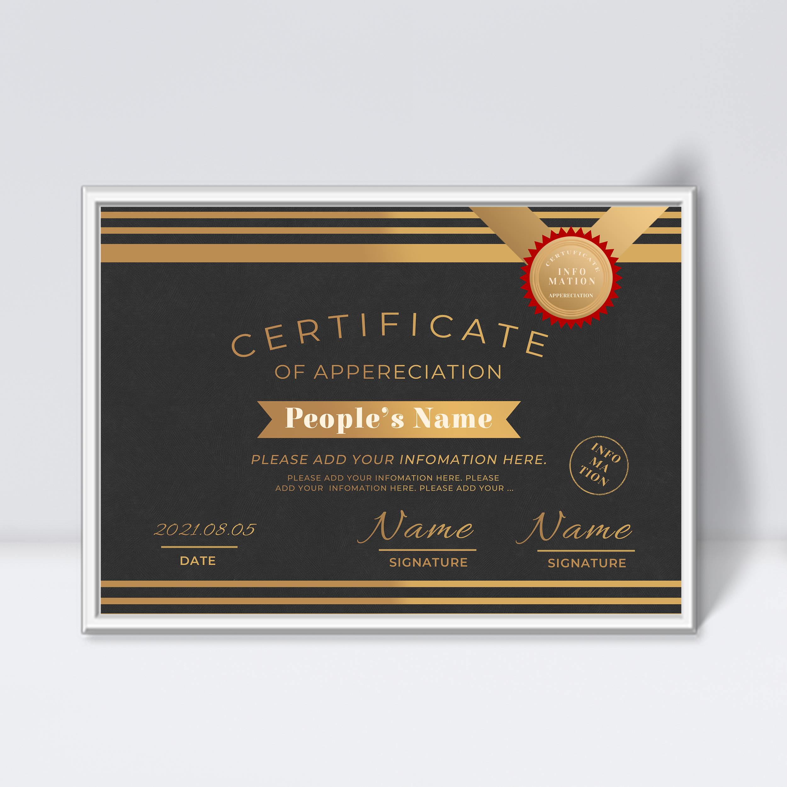 优雅金色条纹黑色商务证书图片