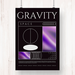 科幻未来渐变镭射宇宙重力几何线条海报