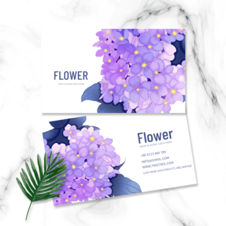 手绘植物鲜花海报模板_紫色水彩鲜花名片