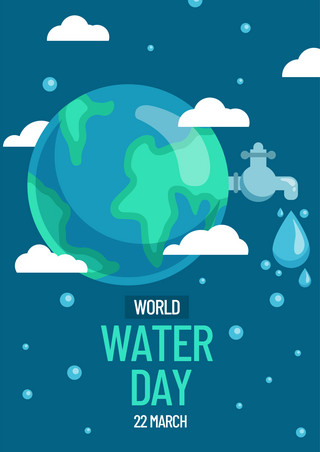 世界联合国海报模板_绿色卡通创意世界水资源海报