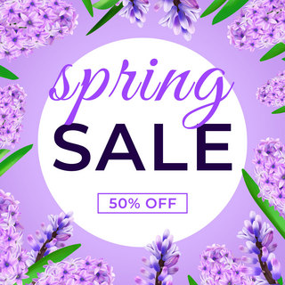 紫色春季海报模板_紫色春季促销活动花瓣模板