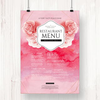 浪漫植物花卉水粉餐厅菜单