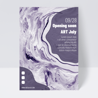 紫色颜料海报模板_紫色现代抽象颜料艺术展览传单