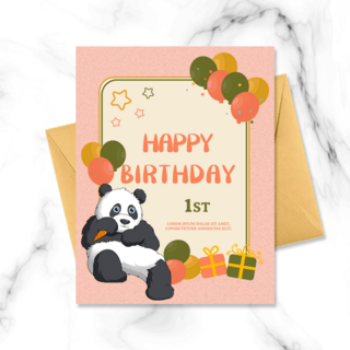 生日边框边框海报模板_可爱卡通熊猫礼盒气球粉色底边框生日卡片