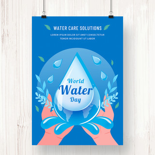 创意水滴蓝色世界水资源日海报
