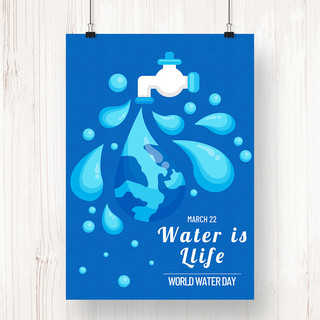 创意水滴简约世界水资源日海报