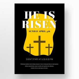 耶稣像白描海报模板_简约复活节耶稣节日主题模板