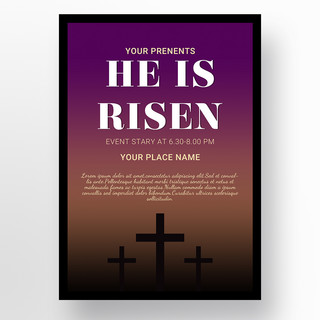 紫色渐变简约复活节耶稣节日主题模板