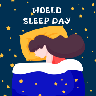 睡眠插画海报模板_插画女孩世界睡眠日社交媒体模板