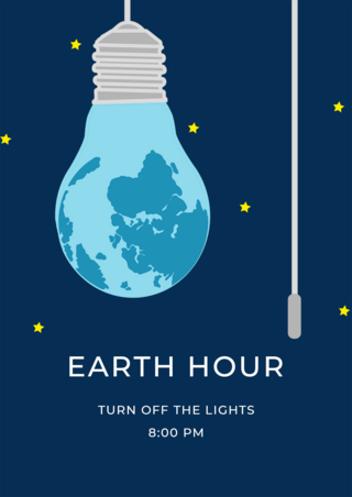 灯泡月亮地球一小时海报模板