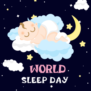卡通云朵月亮海报模板_婴儿卡通世界睡眠日模板