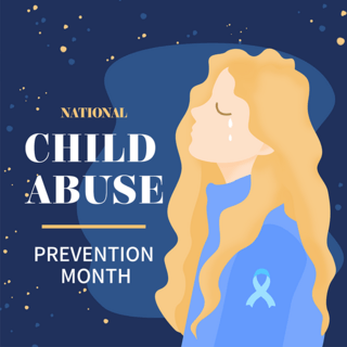 蓝色星空模板海报模板_蓝色星空哭泣女孩防止虐待儿童月模板