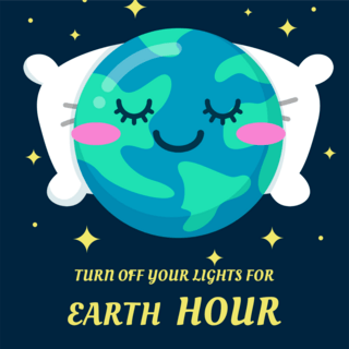 地球一小时关灯海报模板_夜晚星空插画地球一小时模板