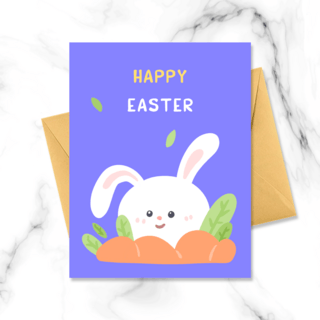 复活节兔子手绘海报模板_可爱兔子复活节贺卡