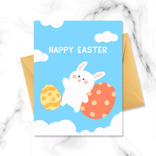 开心舞蹈的兔子在彩蛋中间