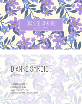 花卉名片海报模板_紫色水彩花卉名片