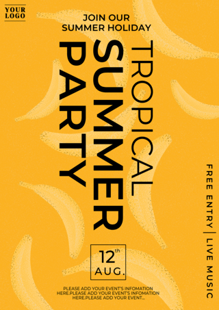 黄色香蕉夏季派对传单海报