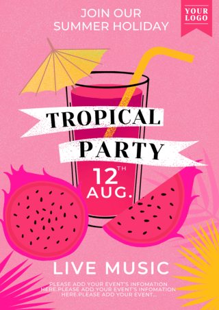 h火龙果海报模板_火龙果夏季水果饮料派对传单