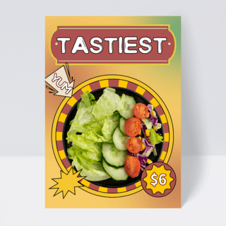 活动预热易拉宝海报模板_复古食物蔬菜沙拉宣传传单
