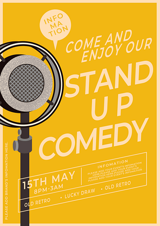 黄色老话筒复古风格广播节目海报