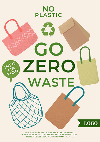 环保袋可回收零浪费传单海报