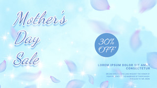 蓝色粉色花瓣光效母亲节销售宣传模板