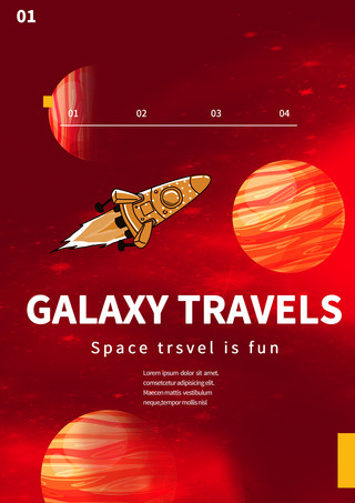 太空星球飞船海报海报模板_红色水彩宇宙航空海报